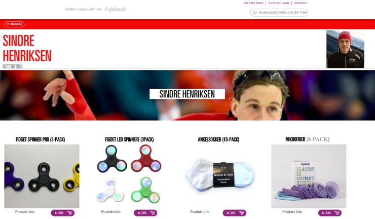 De webwinkel van schaatser Sindre Henriksen.