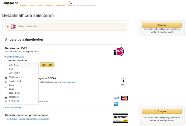 iDeal als betaalmethode op Amazon.de