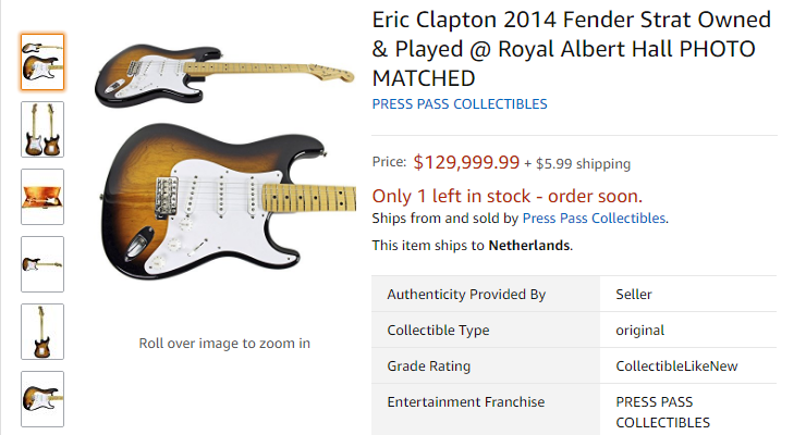 Gitaar van Eric Clapton op Amazon
