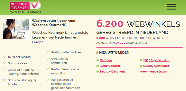 Webshop Keurmerk: 6.200 webwinkels.