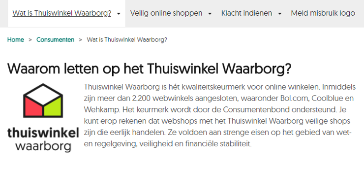 Thuiswinkel Waarborg: 2200 webwinkels.