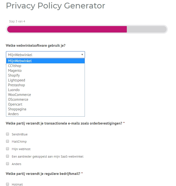 De Privacy Policy Generator van Stichting WebwinkelKeur.